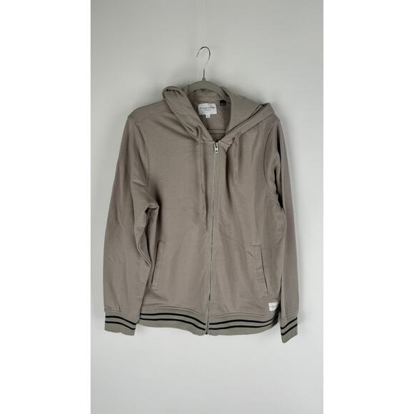 Five Four Yonas Zip Up Hoodie Pullover Taupe Mens Large New Long Sleeve Grey - Picture 1 of 8